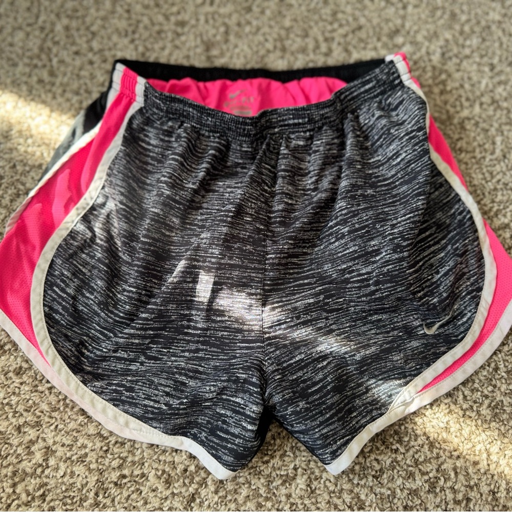 Women's Black and Pink Athletic Shorts